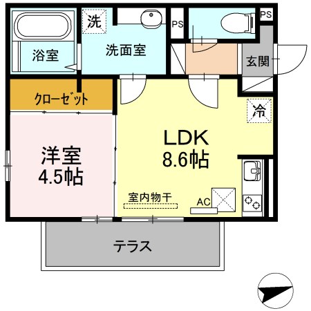 鹿児島市上荒田町のアパートの間取り