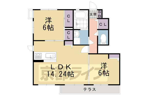 乙訓郡大山崎町字円明寺のアパートの間取り