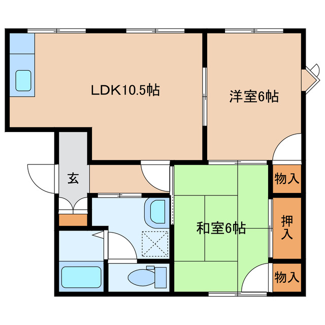 岩国市門前町のアパートの間取り