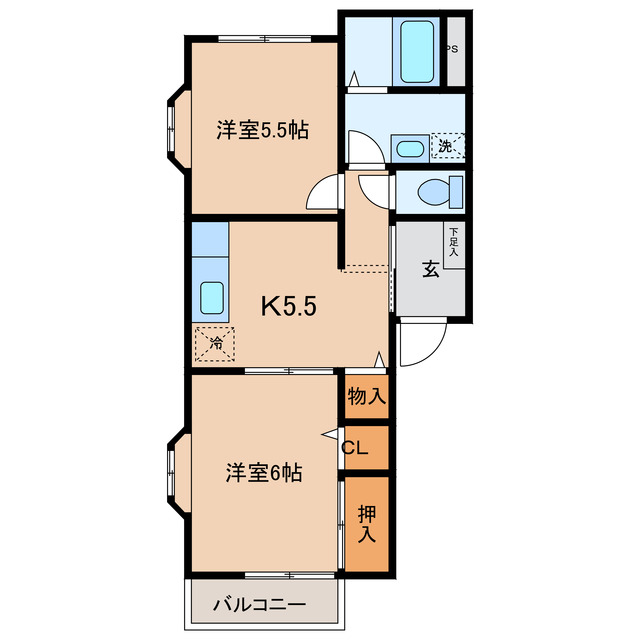 碧南市栗山町のアパートの間取り