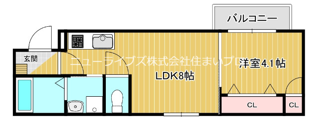 寝屋川市萱島桜園町のアパートの間取り