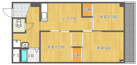 吹田市千里山高塚のマンションの間取り