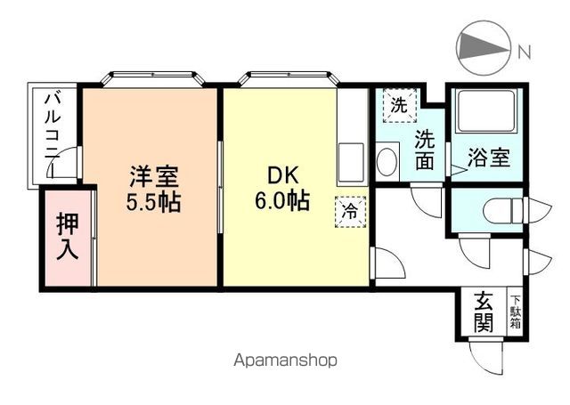 富山地鉄本線 東新庄駅 徒歩9分 3階建 築36年の間取り写真