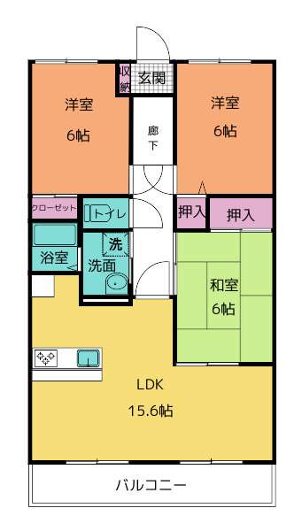 クレセール坪井の間取り