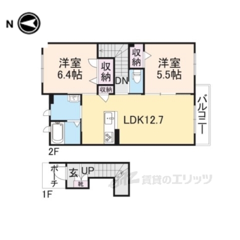 丹波市柏原町大新屋のアパートの間取り