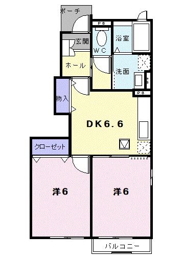 南丹市園部町内林町のアパートの間取り