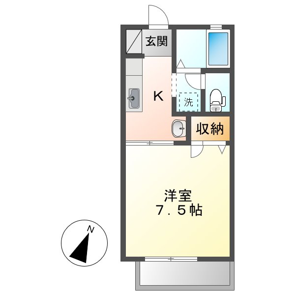 倉敷市児島小川のアパートの間取り