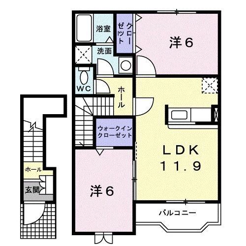 行田市大字持田のアパートの間取り