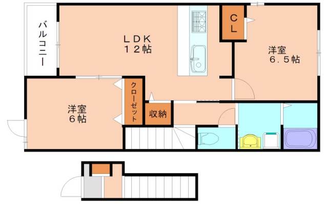 宗像市光岡のアパートの間取り