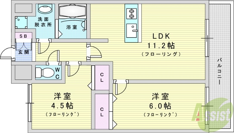 セレッソコートリバーサイドOSAKAの間取り