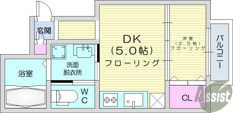 仙台市青葉区川内亀岡町のアパートの間取り