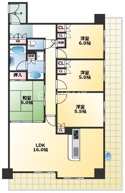 大阪市中央区日本橋のマンションの間取り