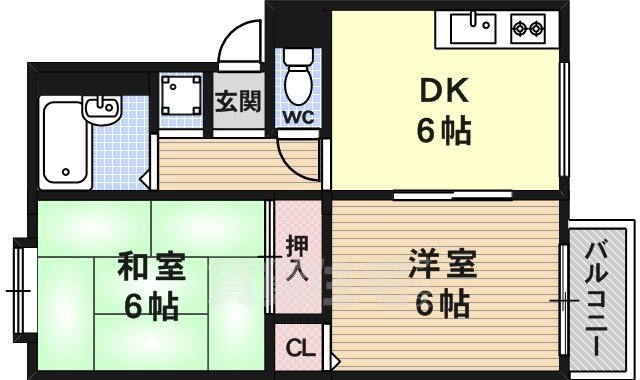 京都市西京区松尾大利町のアパートの間取り