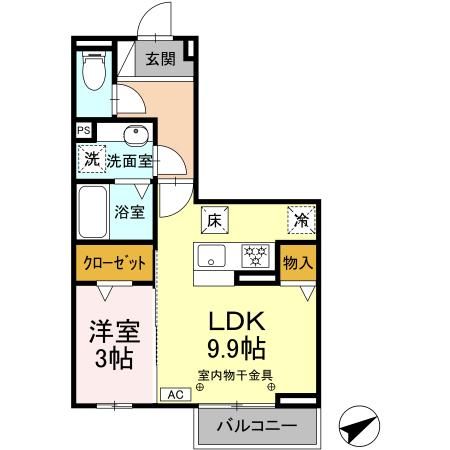 四日市市松寺のアパートの間取り