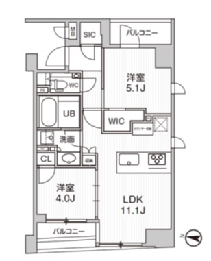 中央区日本橋堀留町のマンションの間取り