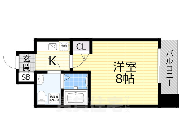 大阪市中央区東高麗橋のマンションの間取り