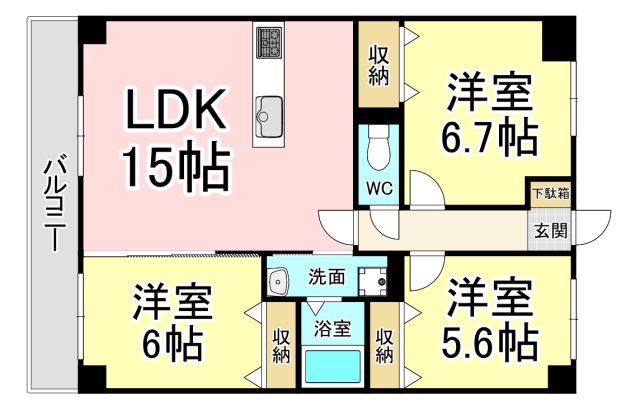 北九州市八幡西区穴生のマンションの間取り