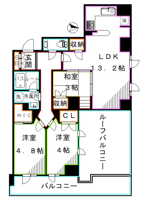 【新宿区下落合のマンションの間取り】