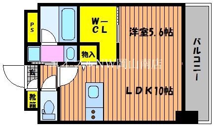 岡山市北区奥田本町のマンションの間取り