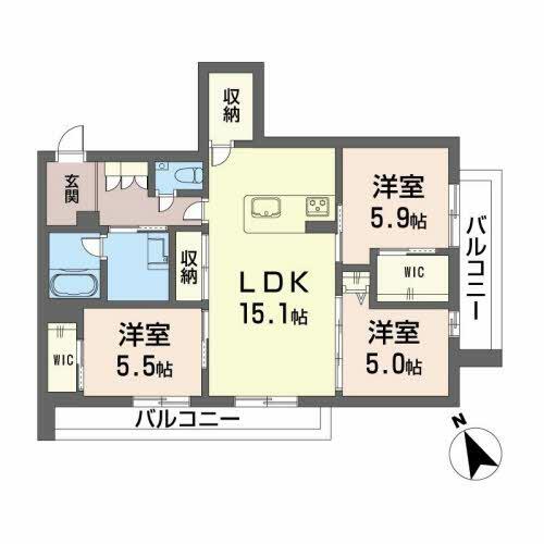 熊本市中央区出水のアパートの間取り