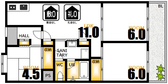 広島市中区光南のマンションの間取り