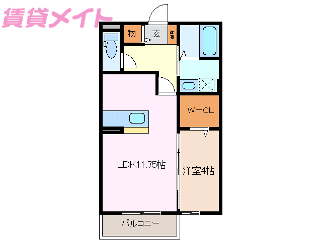 四日市市桜新町のアパートの間取り