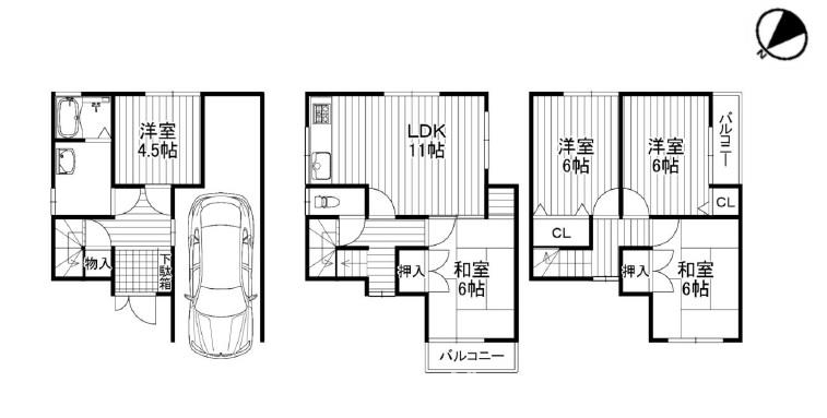 【津田東町1丁目戸建の間取り】