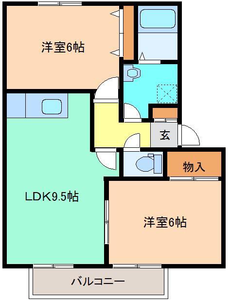 【ハイツＴ・Ｋ　Ｂの間取り】