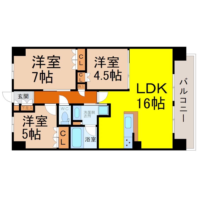 名古屋市中区千代田のマンションの間取り