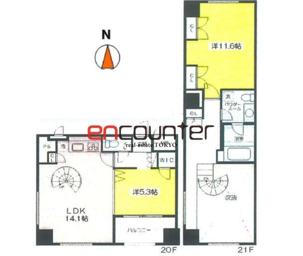 新宿区新宿のマンションの間取り