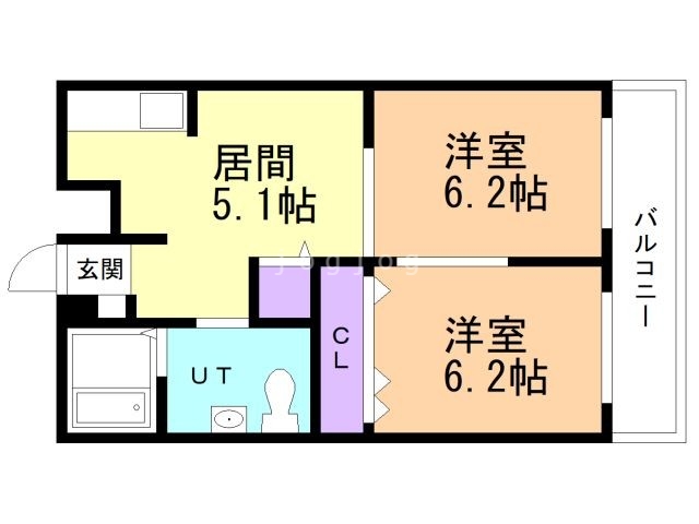 札幌市西区平和二条のマンションの間取り