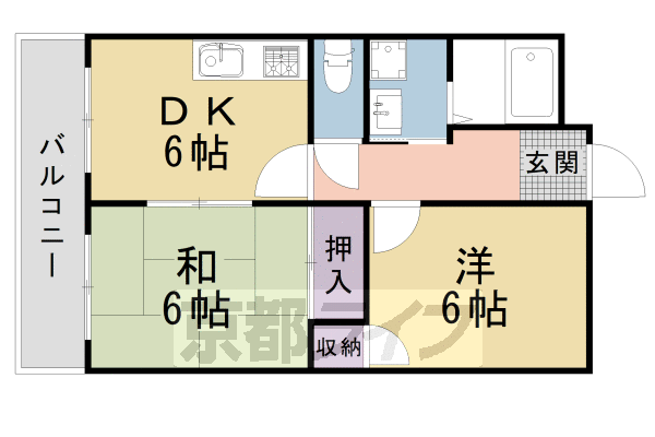 京都市下京区西七条石井町のマンションの間取り