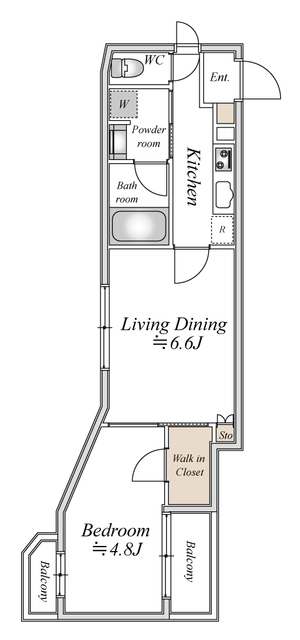 新宿区新小川町のマンションの間取り