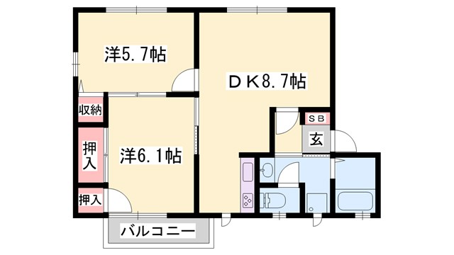 ラヴェール英賀保　B棟の間取り