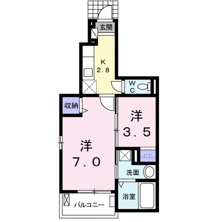 米子市陰田町のアパートの間取り