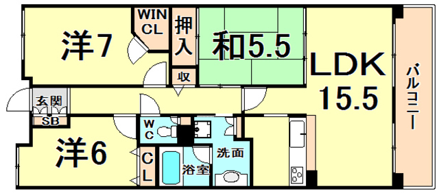 甲子園三番町ハイツの間取り写真