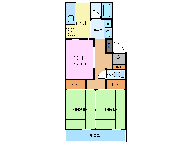 三島市南田町のマンションの間取り