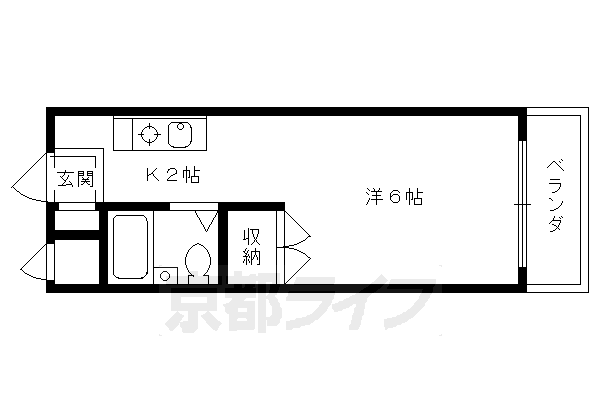 京都市上京区西東町のマンションの間取り