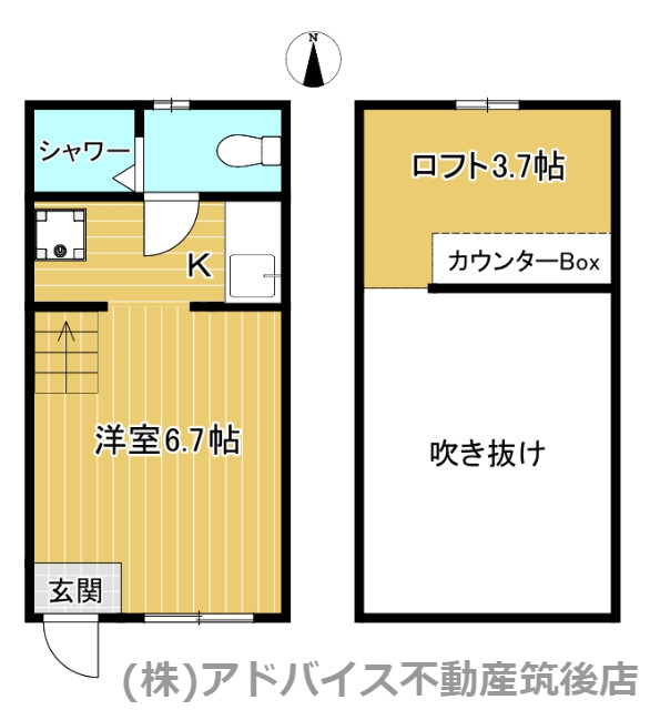 八女市蒲原のアパートの間取り