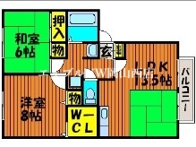 岡山市中区八幡のアパートの間取り