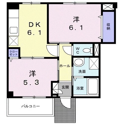 富山市八尾町福島のアパートの間取り