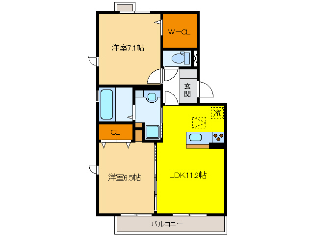 岐阜市北一色のアパートの間取り