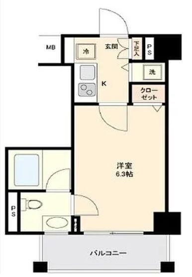 新宿区山吹町のマンションの間取り