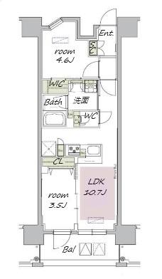 大阪市中央区東心斎橋のマンションの間取り