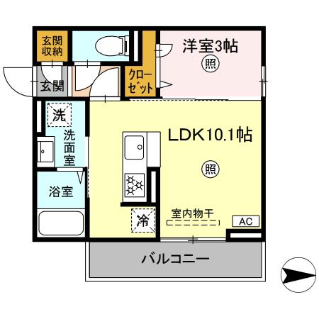 米子市皆生新田のアパートの間取り