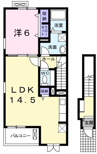 日立市東滑川町のアパートの間取り