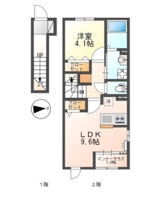 加古川市平岡町新在家のアパートの間取り