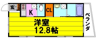 箕面市瀬川のアパートの間取り