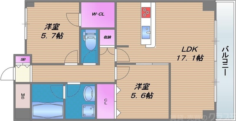 大阪市東成区玉津のマンションの間取り