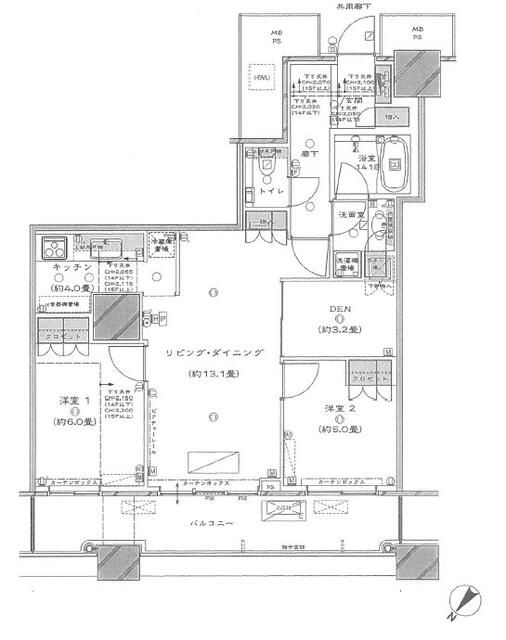 中央区勝どきのマンションの間取り